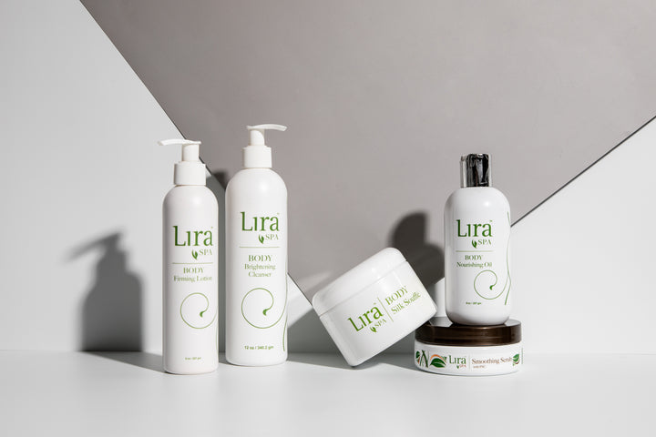 Lira Spa Body products on grey background